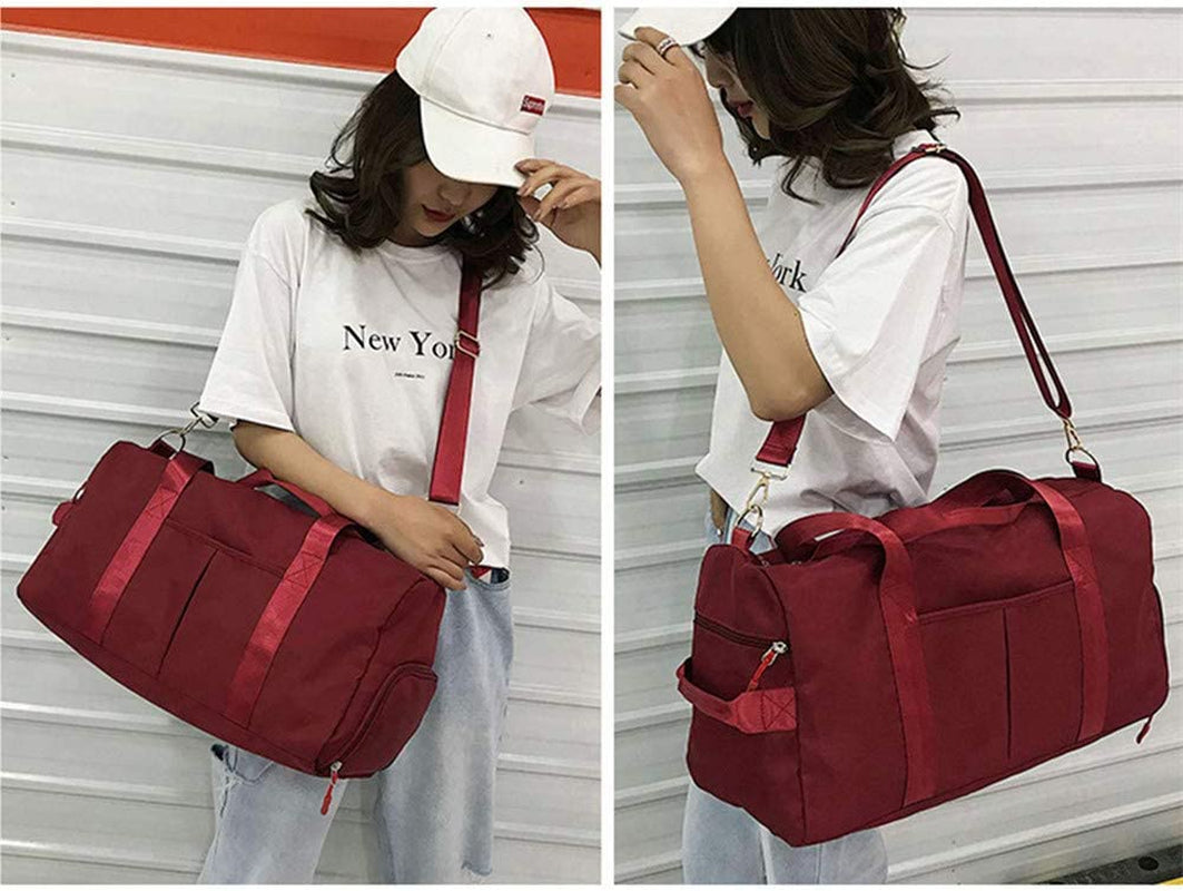 Sports Gym Bag for Women Travel Duffel Bag with Wet Pocket and Shoes Compartment for Training Swim Yoga(Red)
