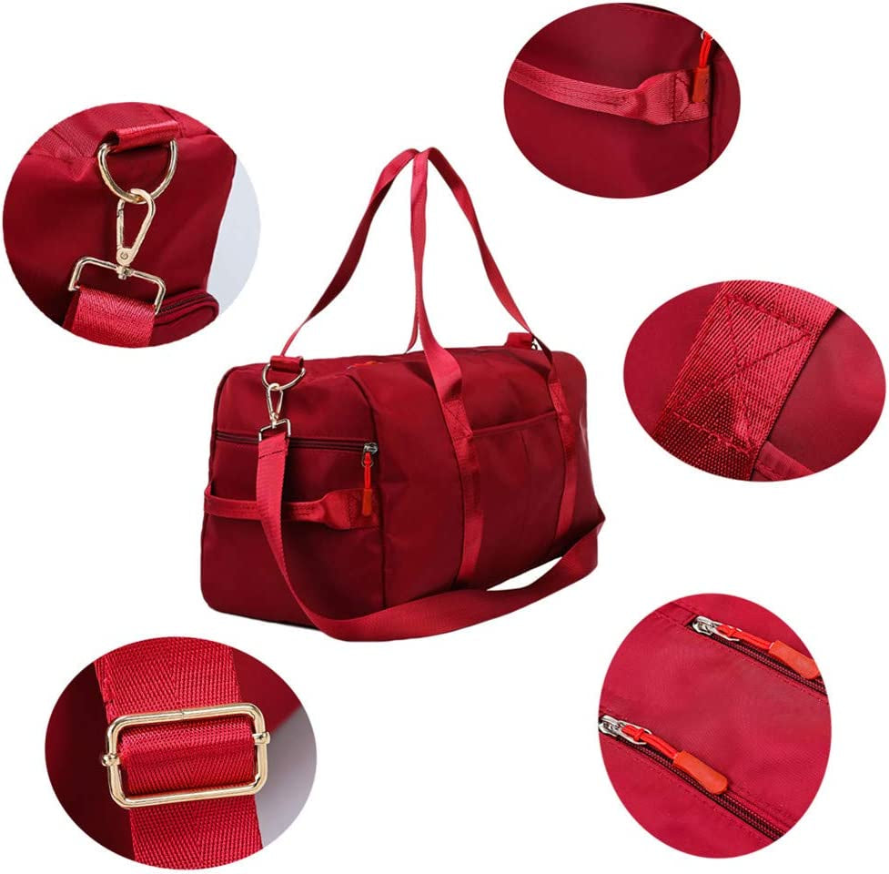 Sports Gym Bag for Women Travel Duffel Bag with Wet Pocket and Shoes Compartment for Training Swim Yoga(Red)