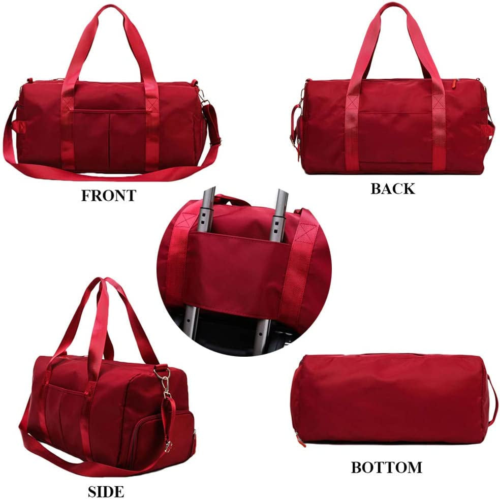 Sports Gym Bag for Women Travel Duffel Bag with Wet Pocket and Shoes Compartment for Training Swim Yoga(Red)